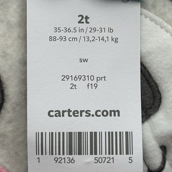 Carters Toddler Girls Zip Fleece Koala Sleeper Pajamas Size 2T Pink Gray Aqua - Picture 3 of 3